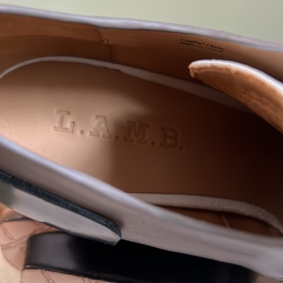 L.A.M.B. Leather Color Block High Heel Lace-up Shoes In Brown White Black 8M - Picture 8 of 8